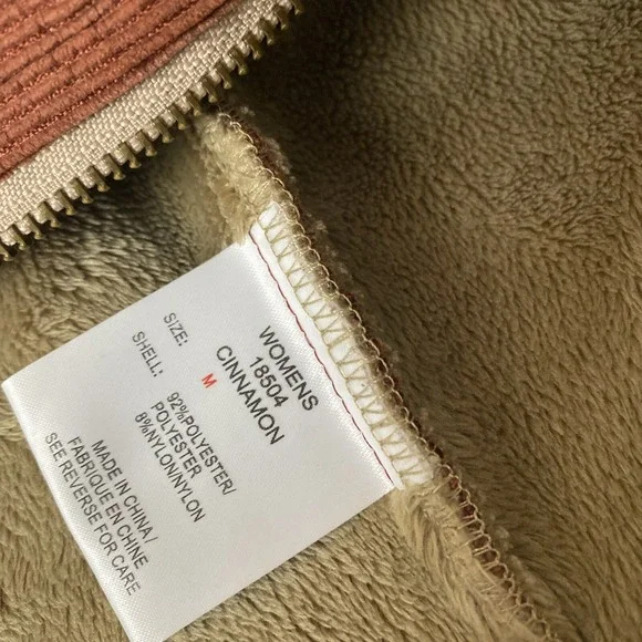 Woolrich Vest Womens M Corduroy Zip Faux Fur Lined Pockets Cinnamon color VTG? - Picture 10 of 11